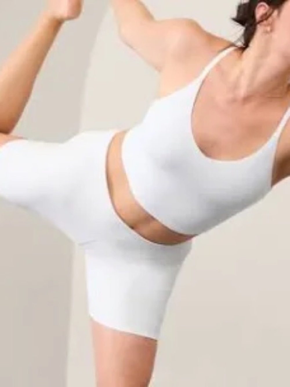 Athleta Elation V Neck Long Line Sports Bra Cup A-C white - Picture 2 of 9